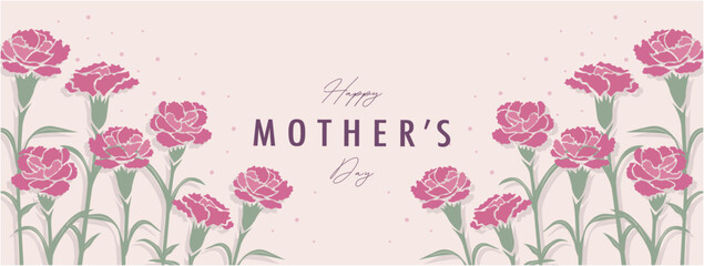 母の日　mother's day　カーネーション　素材　フレーム　バナー　背景　ベクターイラスト　シンプル　おしゃれ