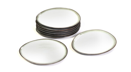 Stack of simple cake plates, isolated