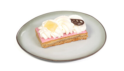 Piece of traditional dutch oranjekoek, local delicacy from Friesland