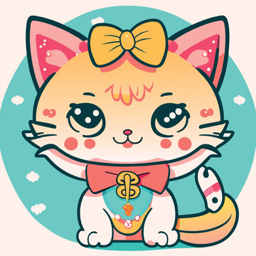 japanese style cat, no free license i want the designs to be special to me, please dont show them to others, vector illustration kawaii