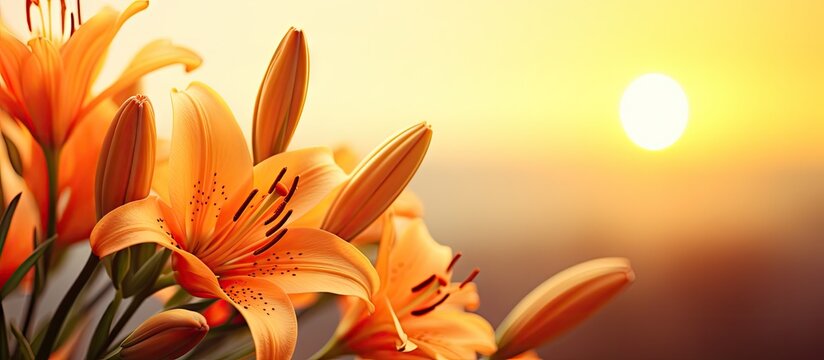 Sunrise Mourning: Orange Lily Flowers in Vase, Symbol of Remembrance and Hope