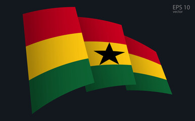 Waving Vector flag of Ghana. National flag waving symbol. Banner design element.
