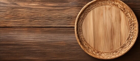 Fototapeta premium Organic Ground Beef Seasoned with Fresh Herbs on Rustic Wooden Oval Tray