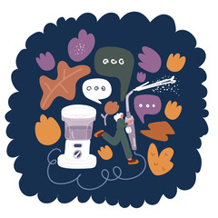 Cartoon vector illustration of woman with irrigator