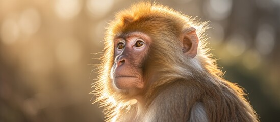Majestic Barbary Macaque Monkey Enjoying Sunlight at Trentham Monkey Sanctuary
