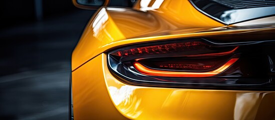 Sleek Yellow Sports Car Showcasing Clean Taillight Detail in Bright Ambient Light