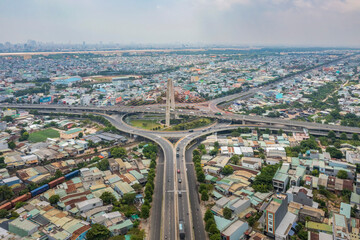 Aerial view of Hue junction to Da Nang city, Vietnam