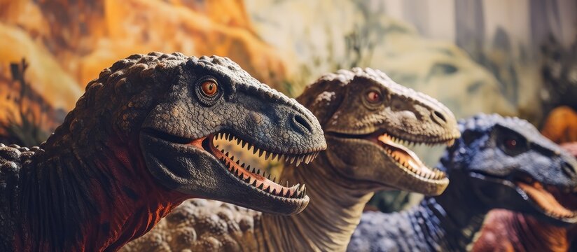 Detailed close-up of a captivating toy dinosaur at a children's exhibition