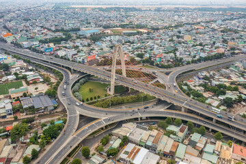 Aerial view of Hue junction to Da Nang city, Vietnam