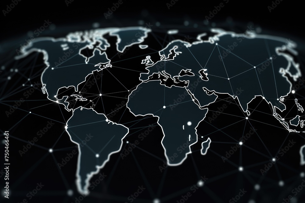 Aufkleber map of the planet, internet and technology. modern science. abstract plexus geometric background, fu