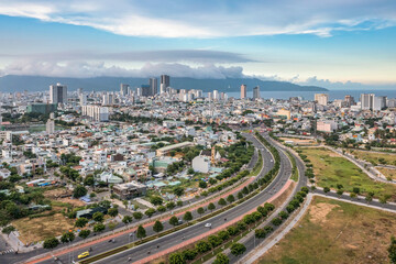 Fototapeta na wymiar Aerial view of Da Nang city, Vietnam