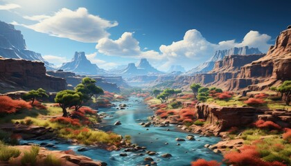 A panoramic view of a grand canyon - Powered by Adobe