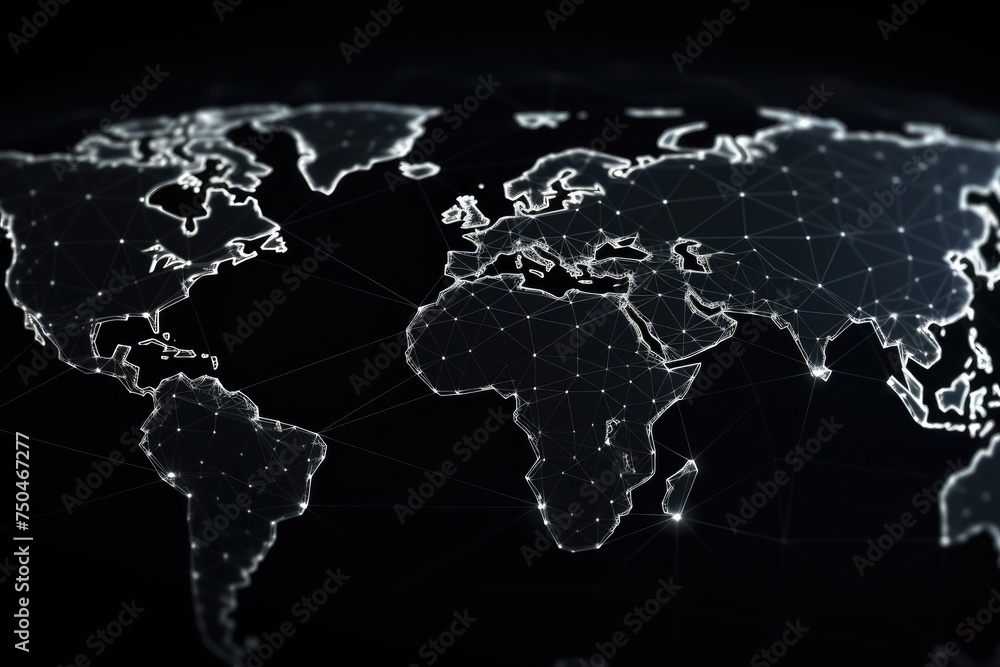 Aufkleber map of the planet, internet and technology. modern science. abstract plexus geometric background, fu