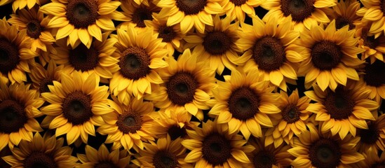 Vibrant Sunflower Field Blooming Under the Warm Summer Sun in Full Blossom Beauty