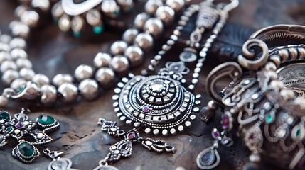 Obraz premium bridal antique silver jewelry