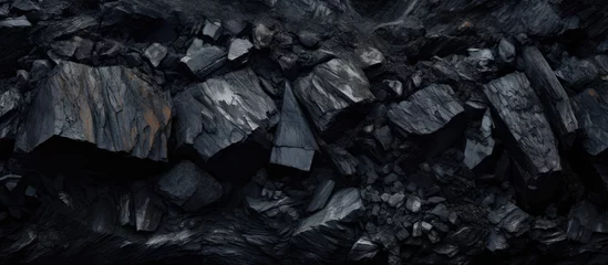 Foto op Canvas Striking Geological Composition of Anthracite Mine Layers Revealing Earth's Beneath Beauty © HN Works