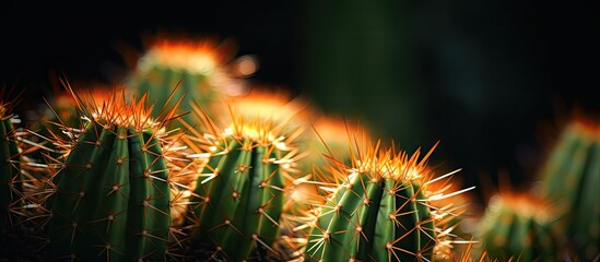 Vibrant Cactus with Stunning Orange Spines - Close-up Macro Photography