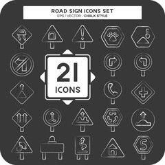 Icon Set Road Sign. related to Education symbol. chalk Style. simple design editable. simple illustration