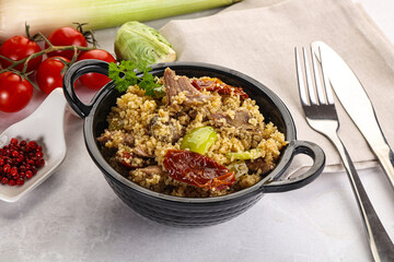 Bulgur with lamb and vegetables