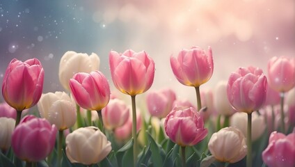 Whisper tale tulips flowers. AI generated illustration