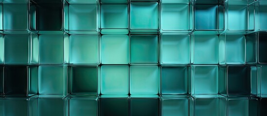Fototapeta na wymiar Mesmerizing Wall of Glass Blocks Creating a Futuristic and Elegant Background Display