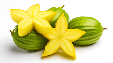 Fresh starfruit on white background