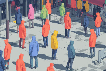 Illustration of monotonous NPCs in gray against richly colored players in a modern game world