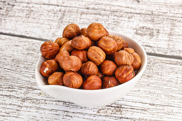 Heap of raw natural hazelnut