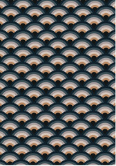 Japanese wave seamless pattern. Abstract ink print vector background. Block print fabric effect wallpaper.