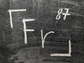 The chemical element francium with a serial number from the periodic table. Chalk drawing.