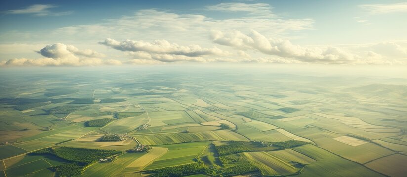 Scenic Panorama of Vast Cropland under an Expansive Sky