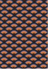 Japanese wave seamless pattern. Abstract ink print vector background. Block print fabric effect wallpaper.