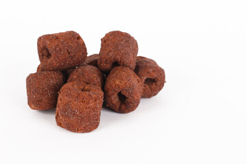 Ring cereal chocolate snack isolated on white background
