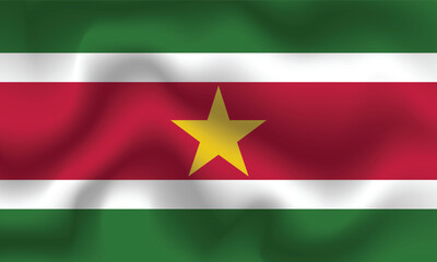 Flat Illustration of Suriname flag. Suriname national flag design. Suriname wave flag.
