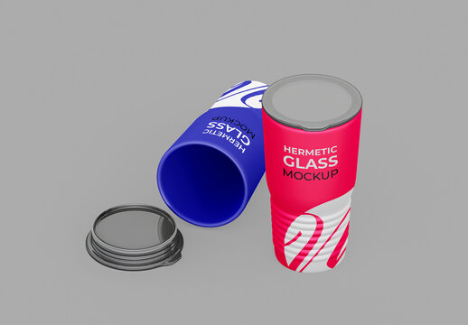 Stand and Lying Hermetic Glass Mockup