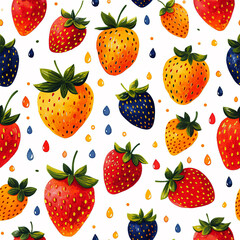 Strawberry pattern, frameless pattern to enlarge and use as graphic element like background, tiles, ai generated