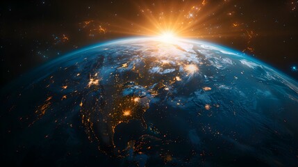 Earth viewed from space: a radiant beacon of life. Concept Space Exploration, Earth Observation, Planet Earth, Life in the Universe