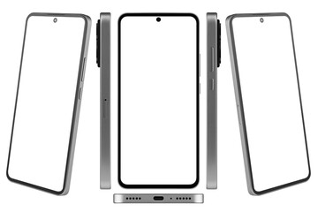 mockup Smartphone, mobile phone, blank screen, isolated on white background, full depth of field