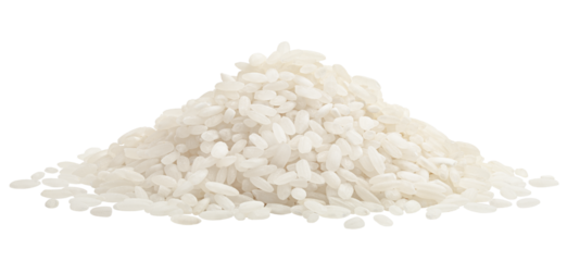 Rice isolated on white background, full depth of field