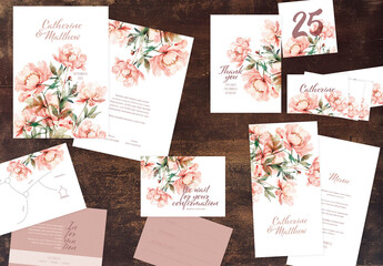 Wedding Stationery Peony Flower Generated by AI