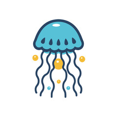 Icon of jellyfish on white background..