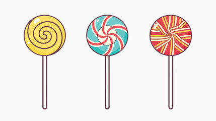 Candy lollipop line icon on white background Flat vector
