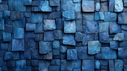 Pattern in dark blue and white with geometric shapes. Squares, rectangles, blocks, seamless. Abstract. Mosaic, collage. Web banner. Wide. Long. Panoramic. - obrazy, fototapety, plakaty