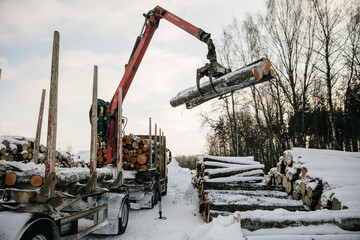 logging machinery opperating in winter