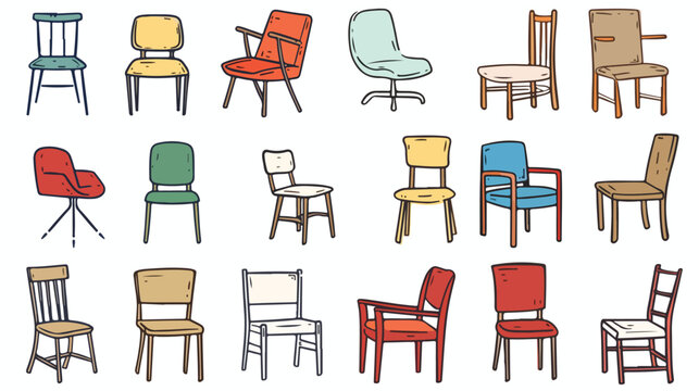 Chair doodle icons collection in vector. Doodle chair