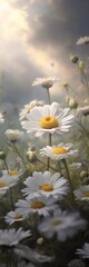 Fototapeta premium Whispers daisy meadow. AI generated illustration