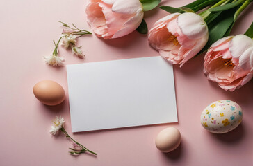 easter card with eggs and flowers