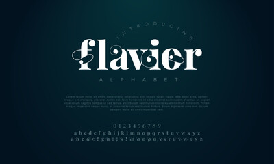 Flaviour premium luxury arabic alphabet letters and numbers. Elegant islamic  typography ramadan wedding serif font decorative vintage. Creative vector illustration