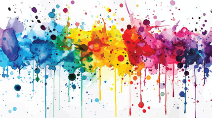 Colorful ink splashes. Paint splatters on bright mater