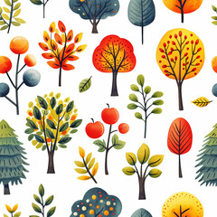 autumn Forest pattern, frameless pattern to enlarge and use as graphic element like background, tiles, ai generated